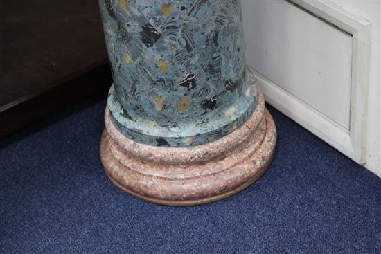 A light blue ground Scagliola circular column, H.3ft 5.5in.